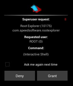 SuperSU pedindo autorização